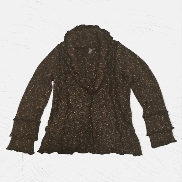 Jana womens art to wear big button flouncy fuzzy cardigan size small - Picture 1 of 9